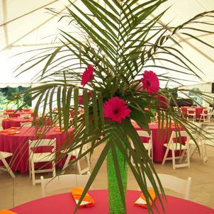 RF0948-Hot Pink and Green Tropical Whimsical Tall Centerpiece
