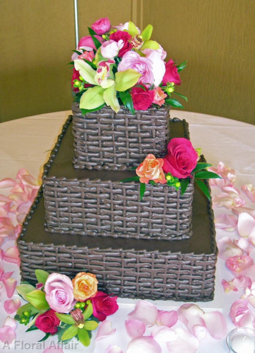 CA0056-Pink and Green Floral Decorated Cake
