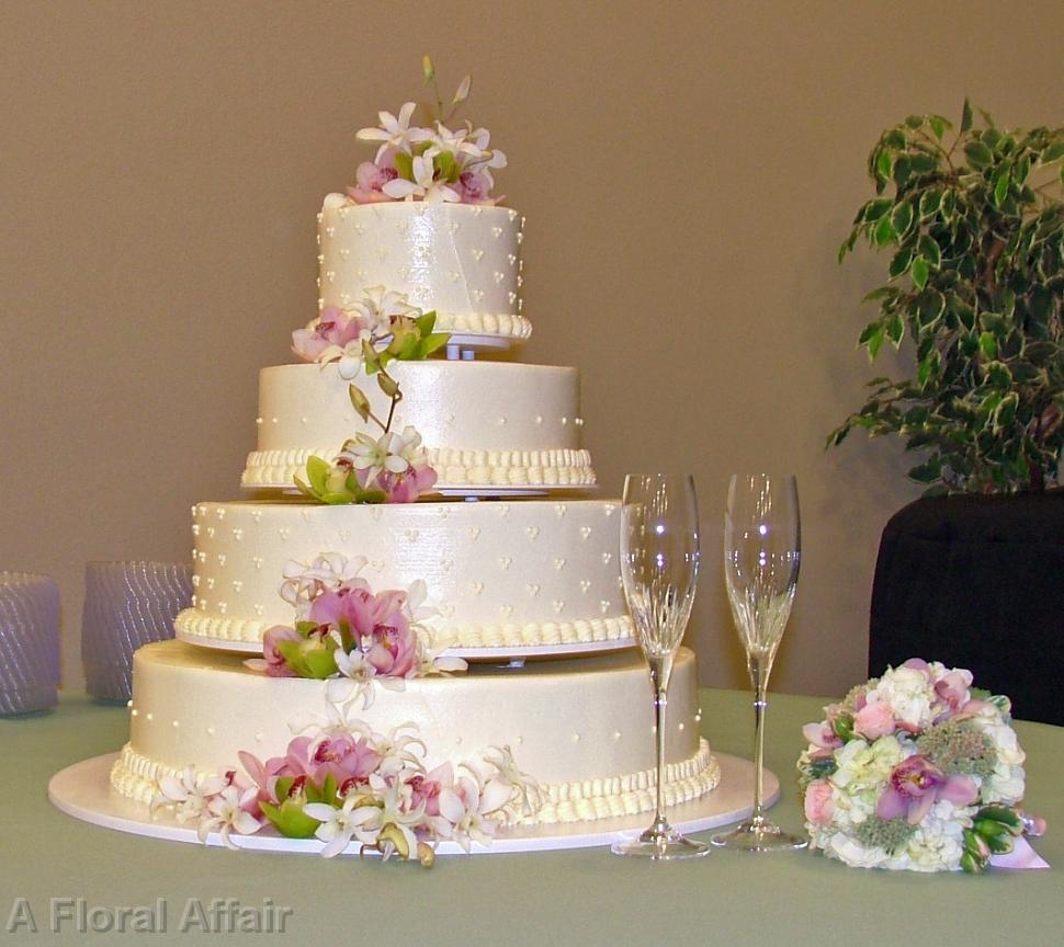 CA0063-Sophisticated Pink and Green Cascading Cake Floral
