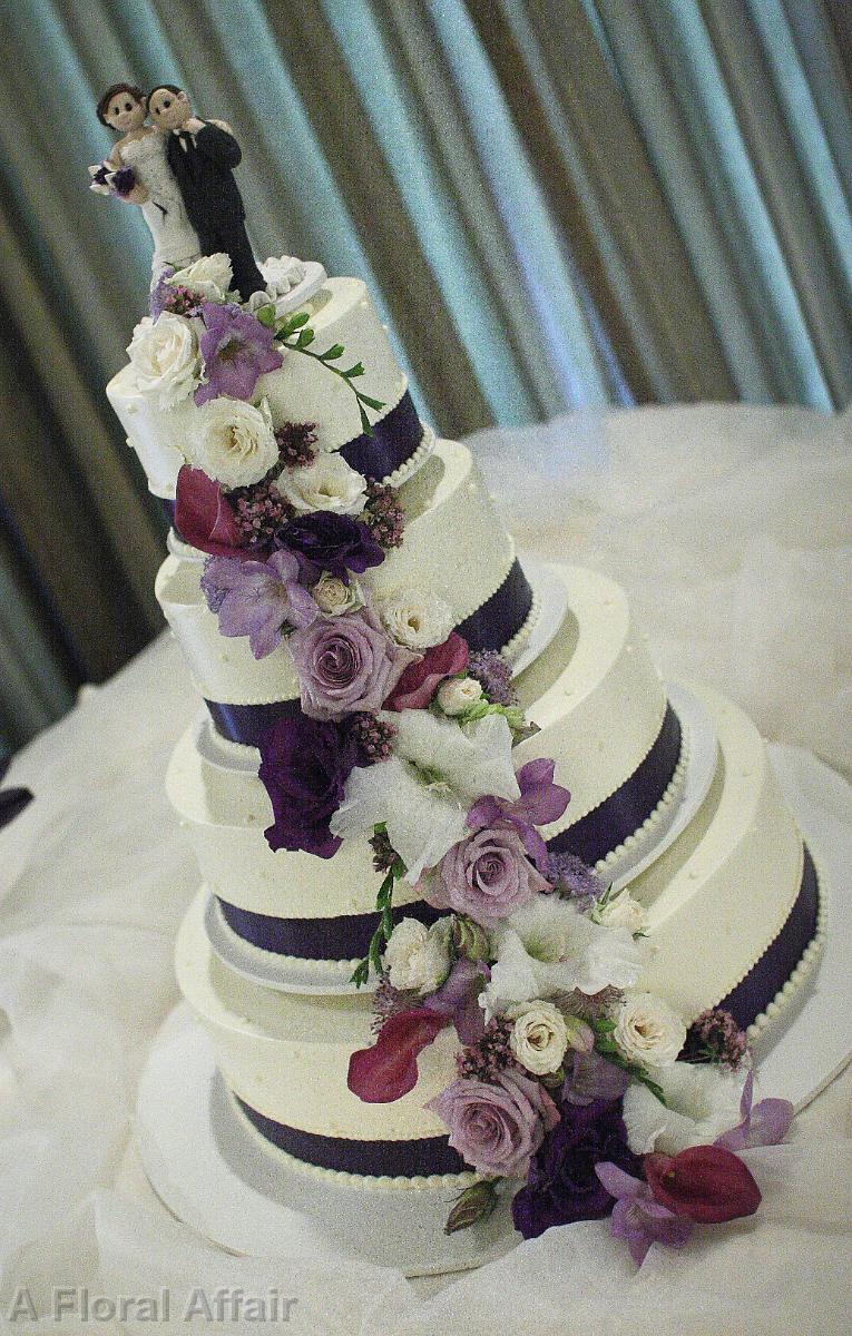 CA0106-Shades of Purple Cascading Cake Flowers