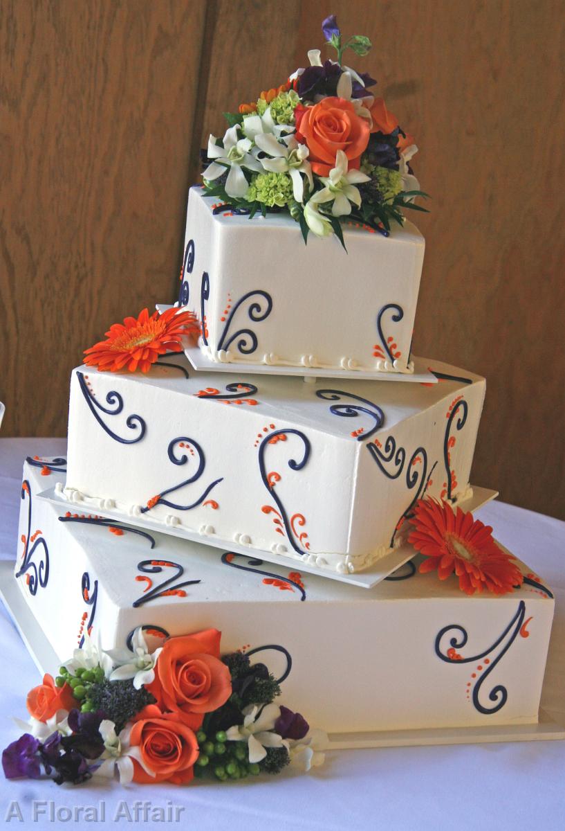CA0116-Orange and Regency Wedding Cake Flowers
