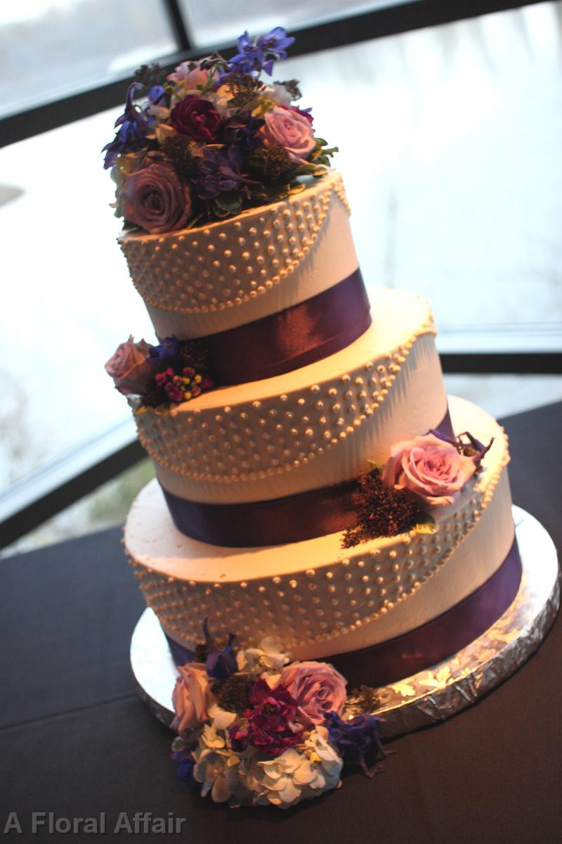 CA0121-Blue and Eggplant Wedding Cake Flowers