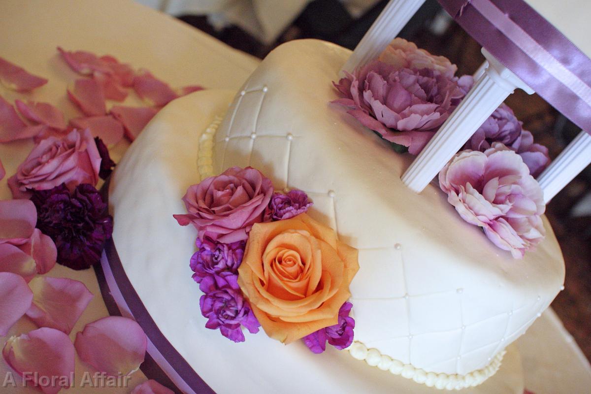 CA0127-Lavender and Light Orange Wedding Cake Flowers