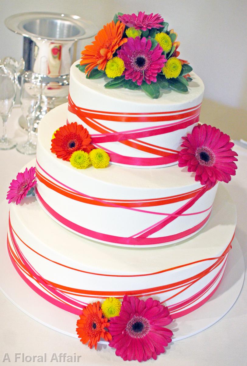 CA0128-Bright Gerbera Cake Topper for a Beaverton Bakery Wedding Cake.