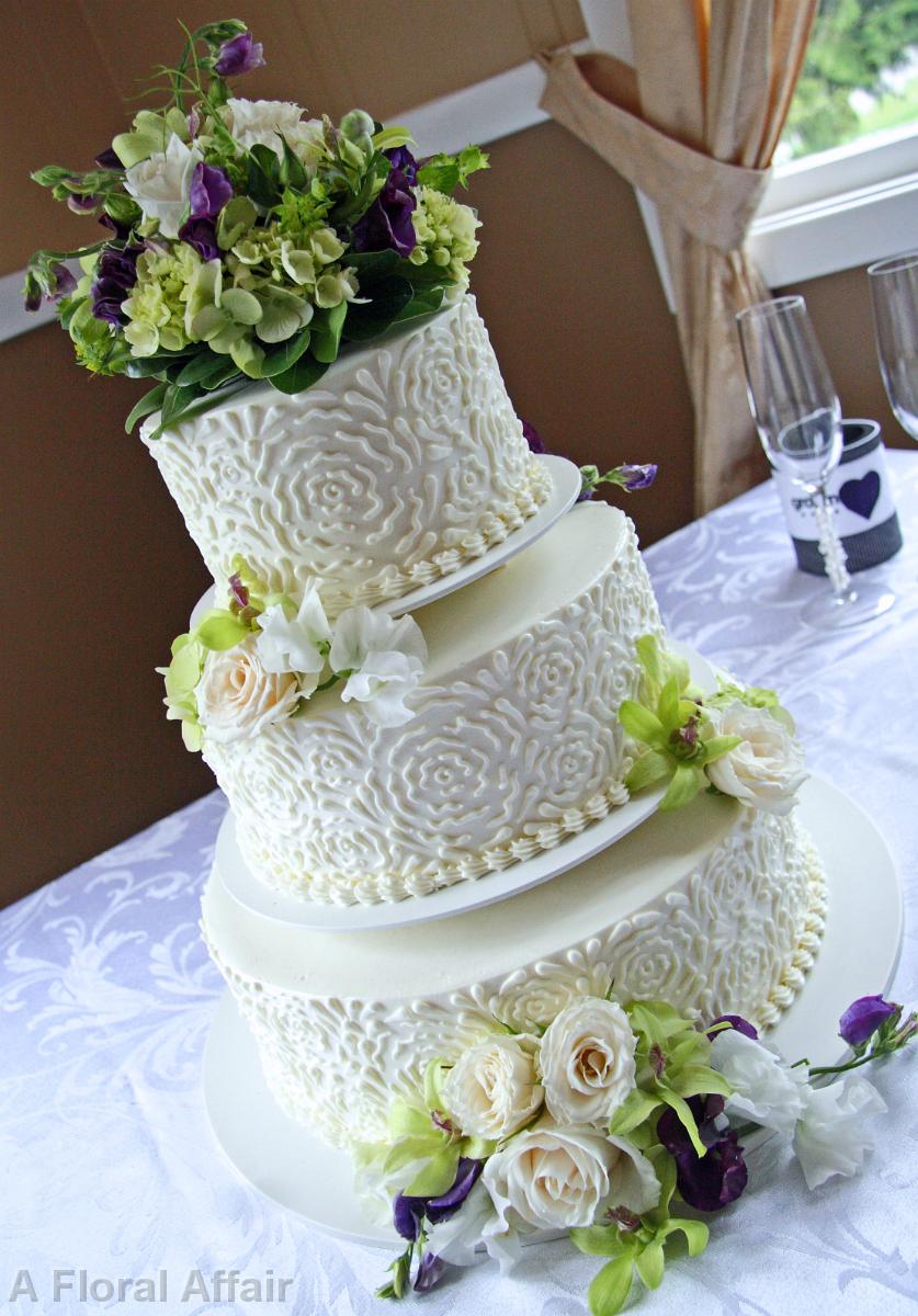 CA0130-Green and Purple Wedding Cake Flowers