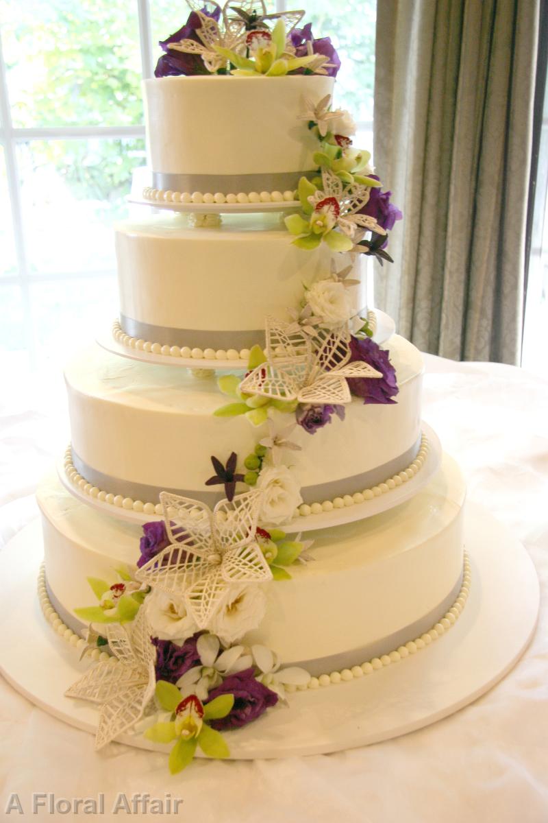 CA0138-Green and Purple Waterfall Cake Floral