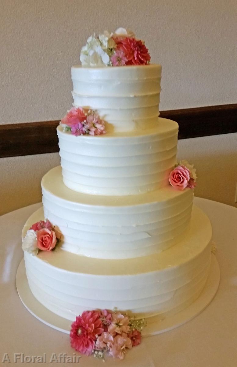 CA0161-Wedding Cake with Coral Flowers