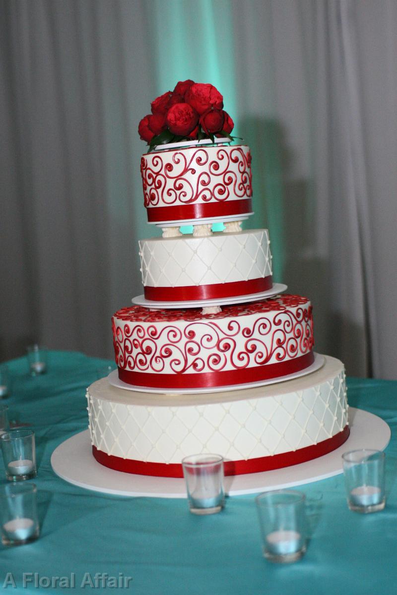CA0165-Read and Teal Wedding Cake