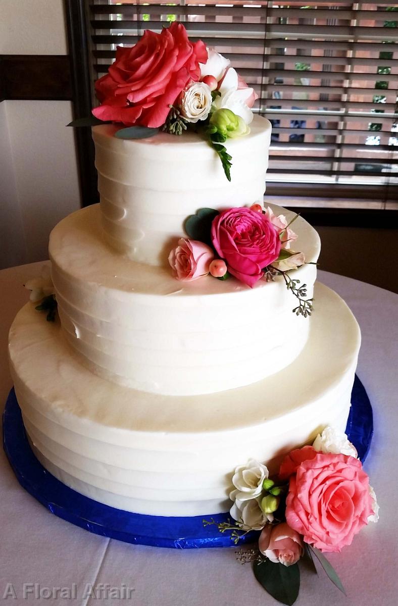 CA0170-Coral and White Wedding Cake Floral