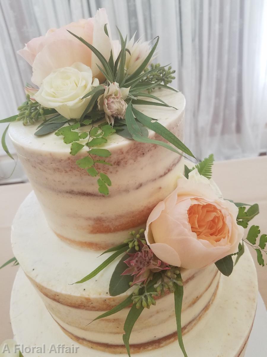 CA0179-Wedding Cake with Garden Rose and Air Plant