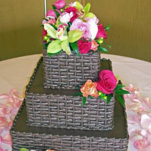 CA0056-Pink and Green Floral Decorated Cake