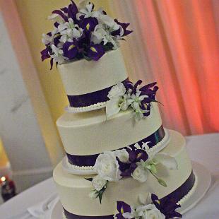 CA0112-Purple and White Cascading Cake Flowers