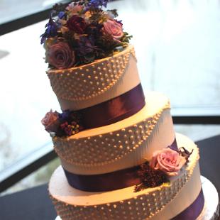 CA0121-Blue and Eggplant Wedding Cake Flowers