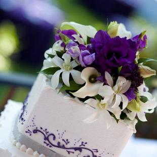 CA0125-Royal Purple Floral Cake Topper