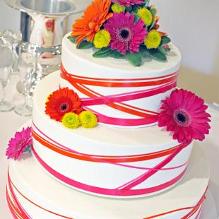 CA0128-Bright Gerbera Cake Topper for a Beaverton Bakery Wedding Cake.