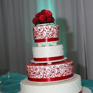 CA0165-Read and Teal Wedding Cake