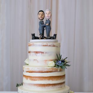 CA0205-Naked Cake with Blue and White Flowers