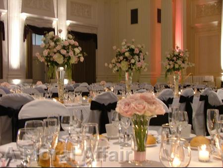 RF0858-Low and Tall Graceful, Romatic, Blush Pink and White Centerpiece