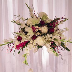 CF0391-Tall Modern  Magenta and White Event Arrangement