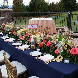 RF1229-Coral and White Fresh Flower Table Runner