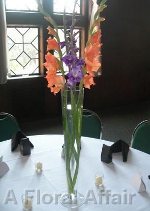 RF0867-Purple and Orange Simple Elegant Tall Centerpiece