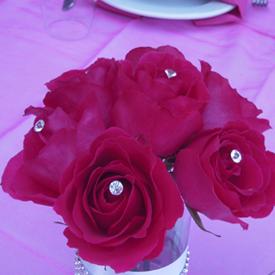 RF0415-Rhinestone and Rose Centerpiece