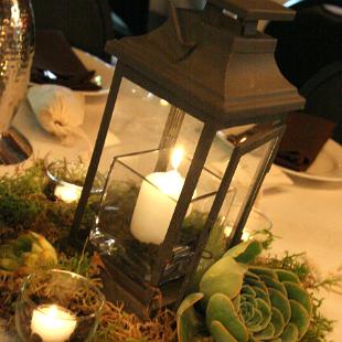 RF0588-Low Lantern and Succulant Centerpiece