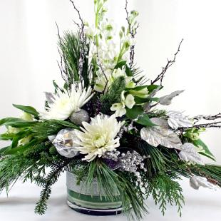 HD8056-Silver and White Holiday Centerpiece