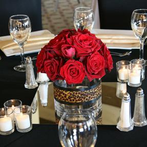 RF0412-Red Rose and Leopard Print Centerpiece