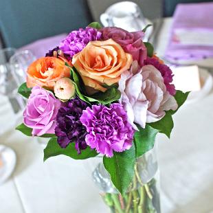 RF0479-Romantic Lavender and Apricot Centerpiece