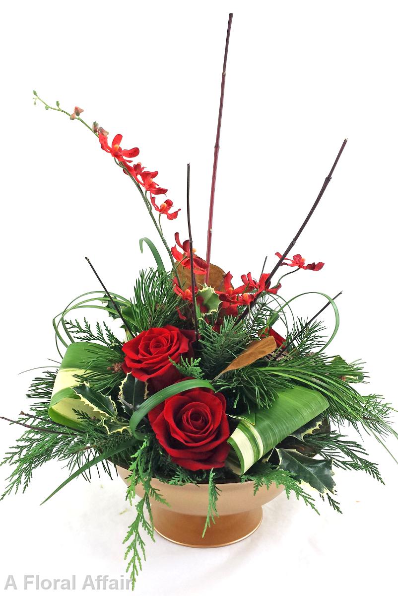 HD1080-Red and Gold Contemporary Christmas Centerpiece