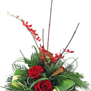 HD1080-Red and Gold Contemporary Christmas Centerpiece