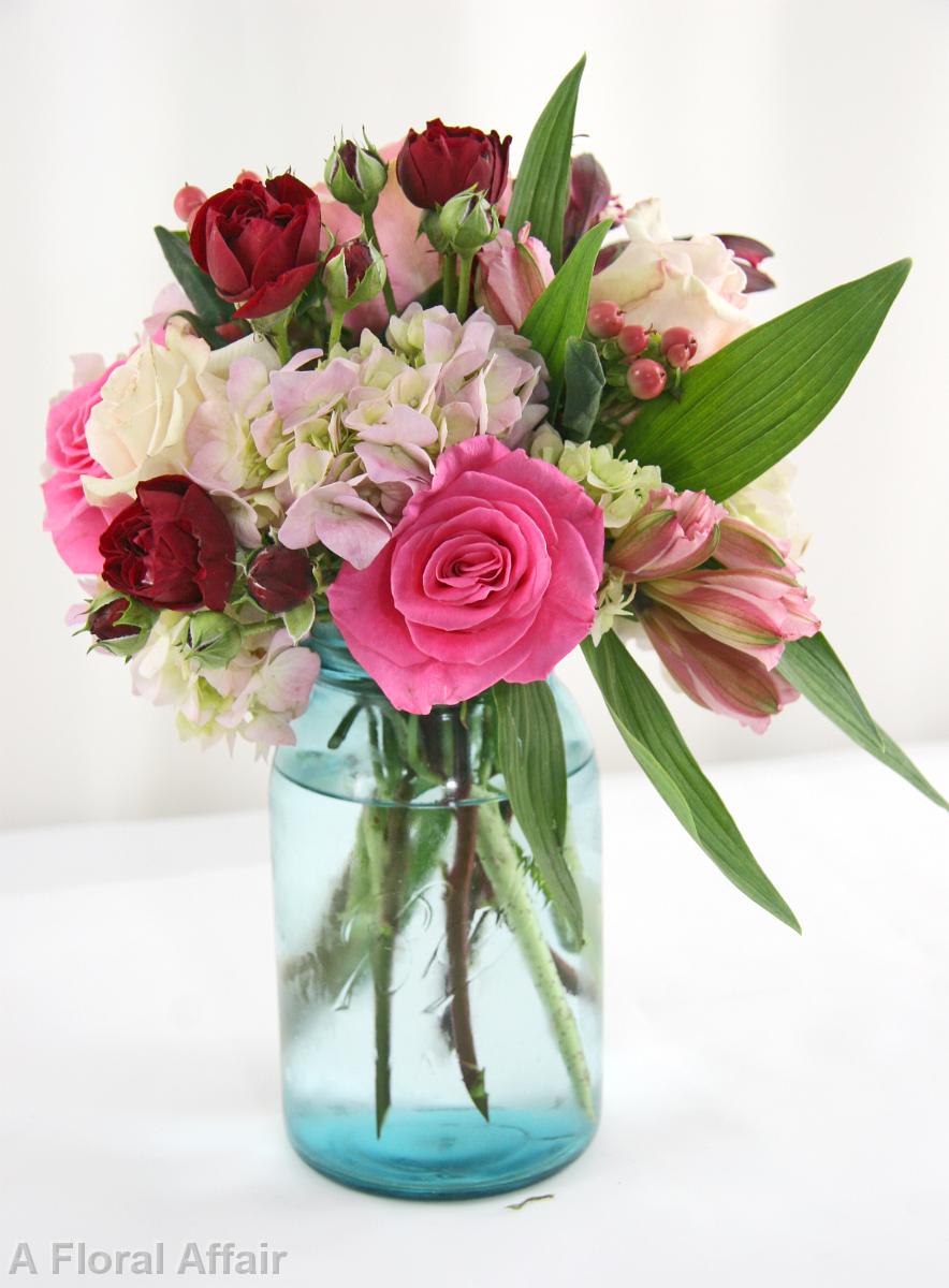 AN0017-Sweet Mason Jar Anniversary Arrangement