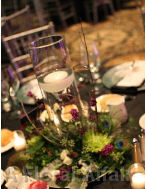 RF0360-Rustic Centerpiece with Peacock Feathers