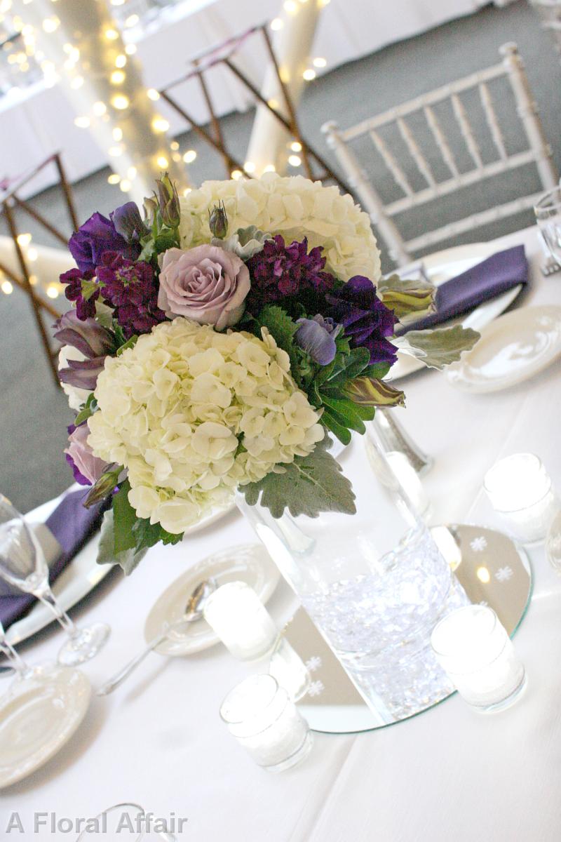 RF0523-Elegant Purple and White Centerpiece