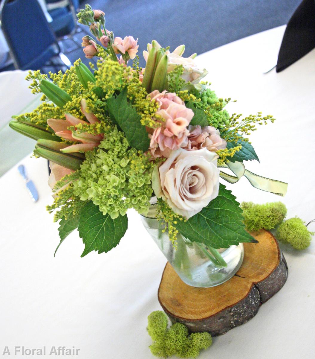 RF0541-Mason jar and Wood Slab Table Setting