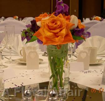 RF0767-Contemporary, Bight Orange and Purple Centerpiece