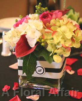 RF0914-Classy, Pink, White, and Green Cube Centerpiece