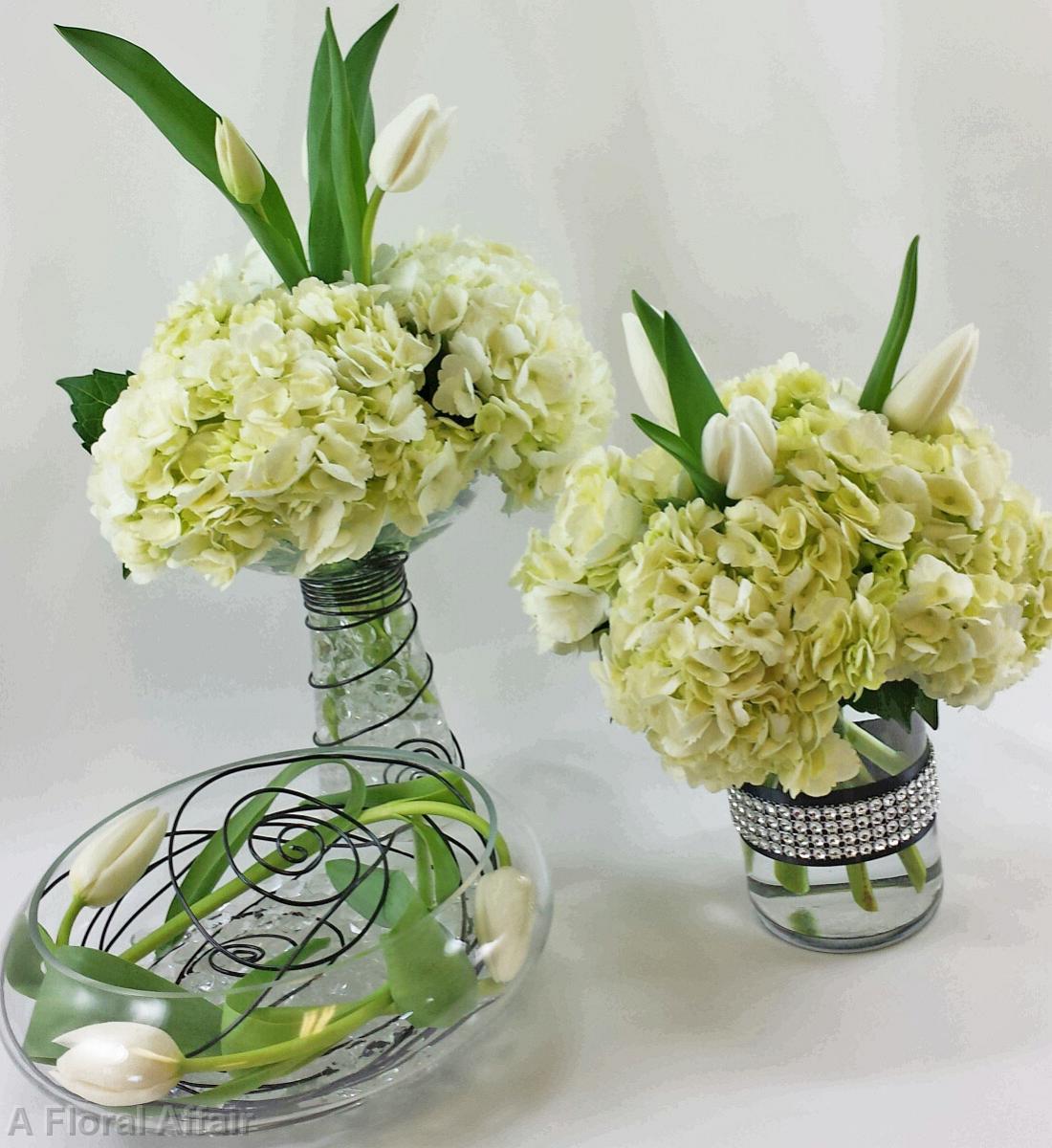 RF1124-Contemporary Simple Elegant White Low Centerpiece