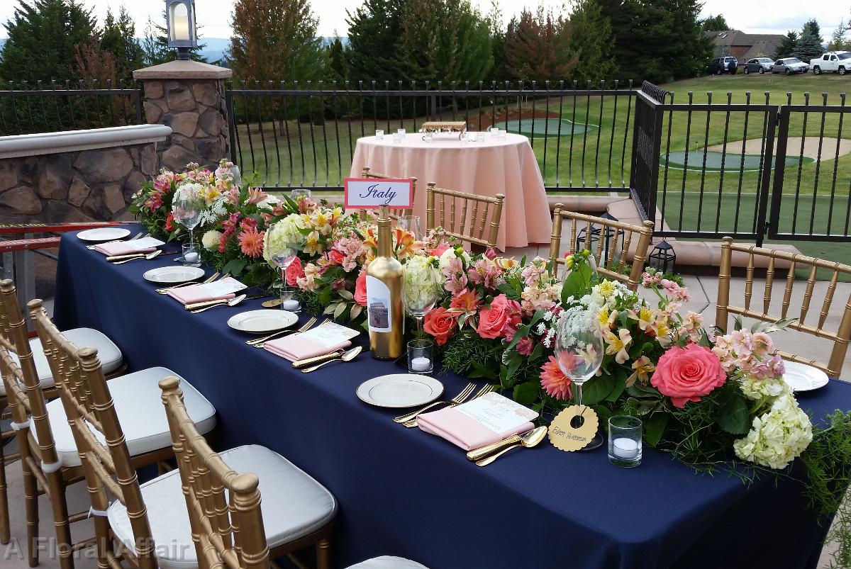 RF1229-Coral and White Fresh Flower Table Runner