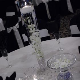 RF0381-Low and Tall White Orchid Centerpieces