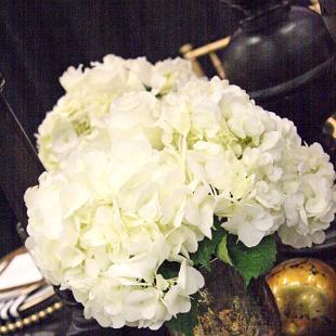 RF0533-Mercury Glass and White Hydrangea Centerpiece-1