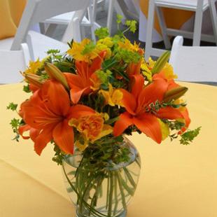 RF0772-Graceful Garden, Orange, Yellow and Green Centerpiece