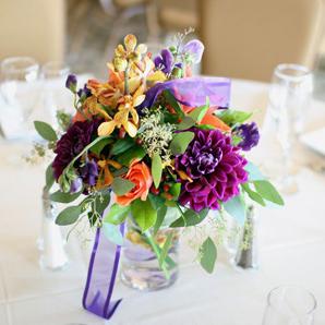 RF0996-Natural, Garden Regency Purple and Orange Centerpiece