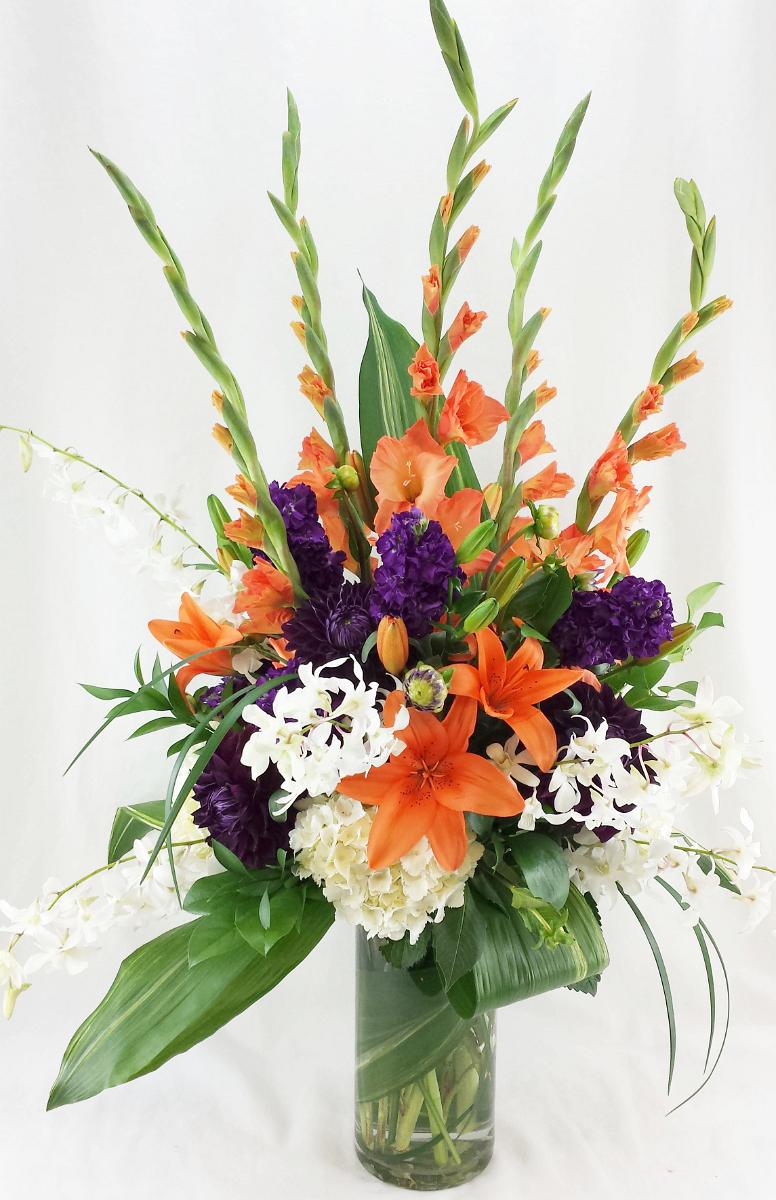 CF0682-Large Contemporary Orange and Purple Arrangement edited-1