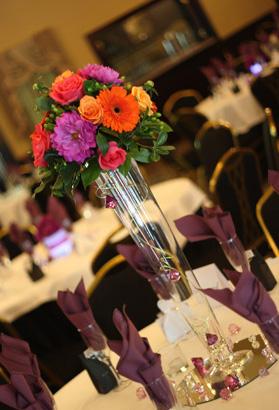 RF0989-Orange, Apricot, Coral, and Lavender Bright Summer Tall Centerpiece