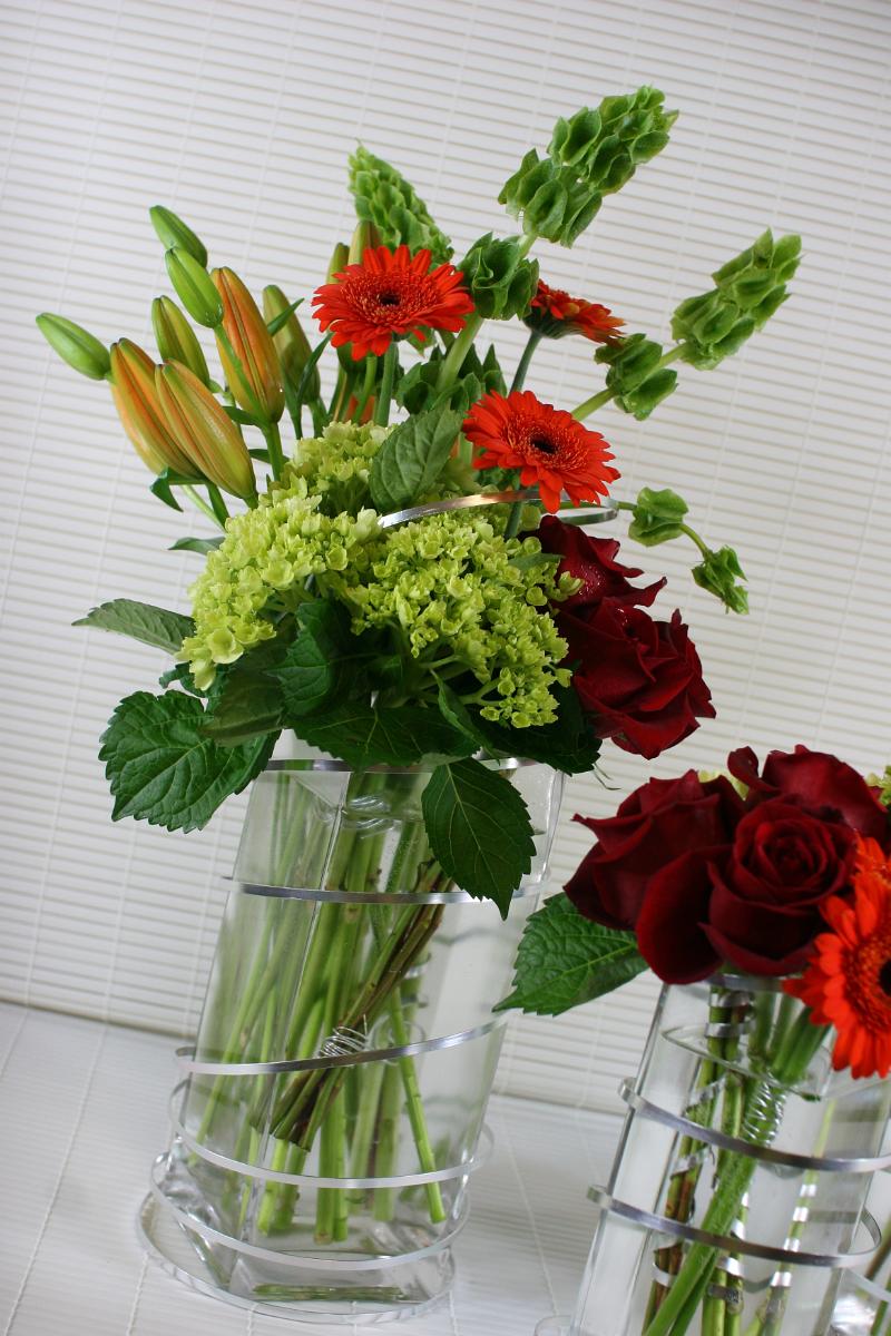 RF1056-Orange, Red and Green Contemporary Elegant Tall Centerpiece