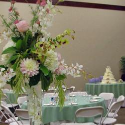 RF0861-Blush Pink, Green and White Chic Garden Tall Centerpiece