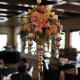 RF1003-Blush Pink, Lavender and White Sophisticated Garden Tall Candelabra Centerpiece