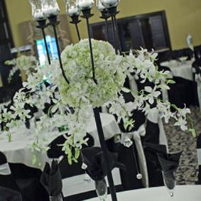 RF1035-White, Simple and Contemporary Tall Candelabra Centerpiece